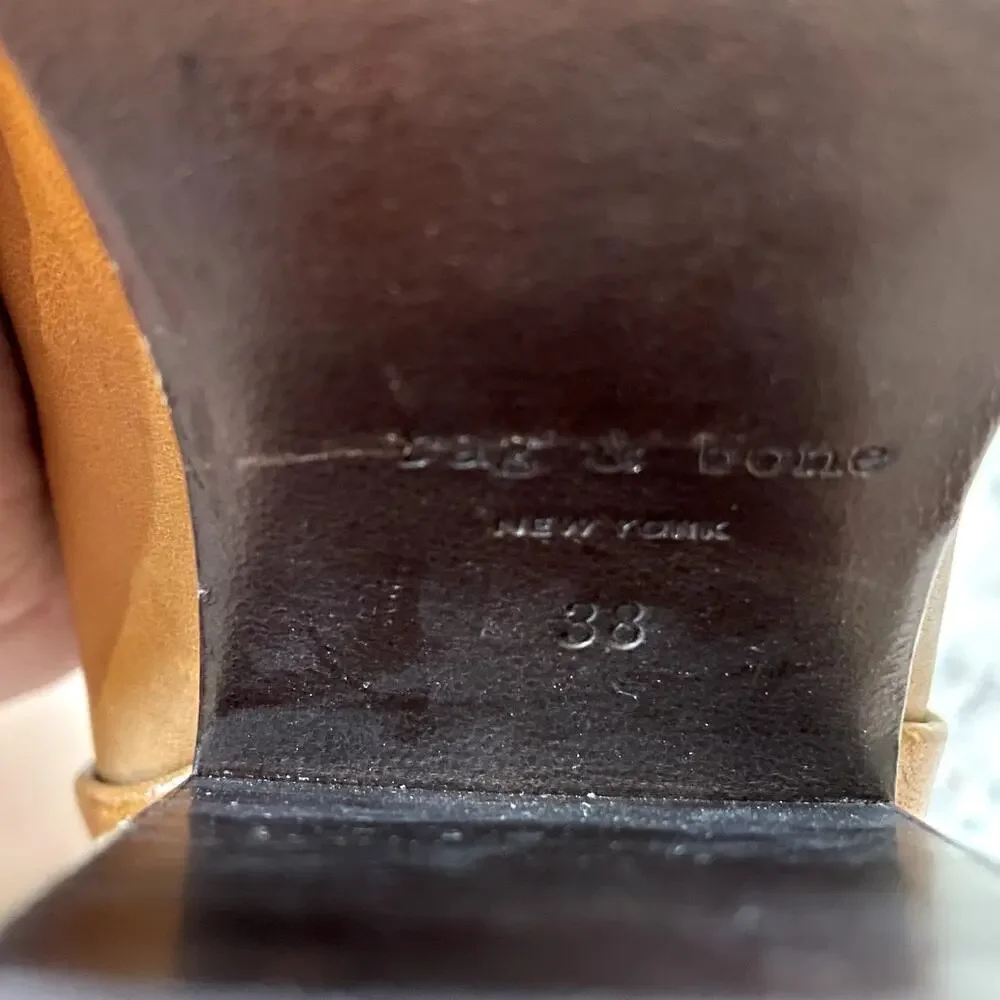 Rag & Bone Newbury Boot Brown Genuine Leather Stacked Heel Bootie Womens SZ 8 - Picture 9 of 10